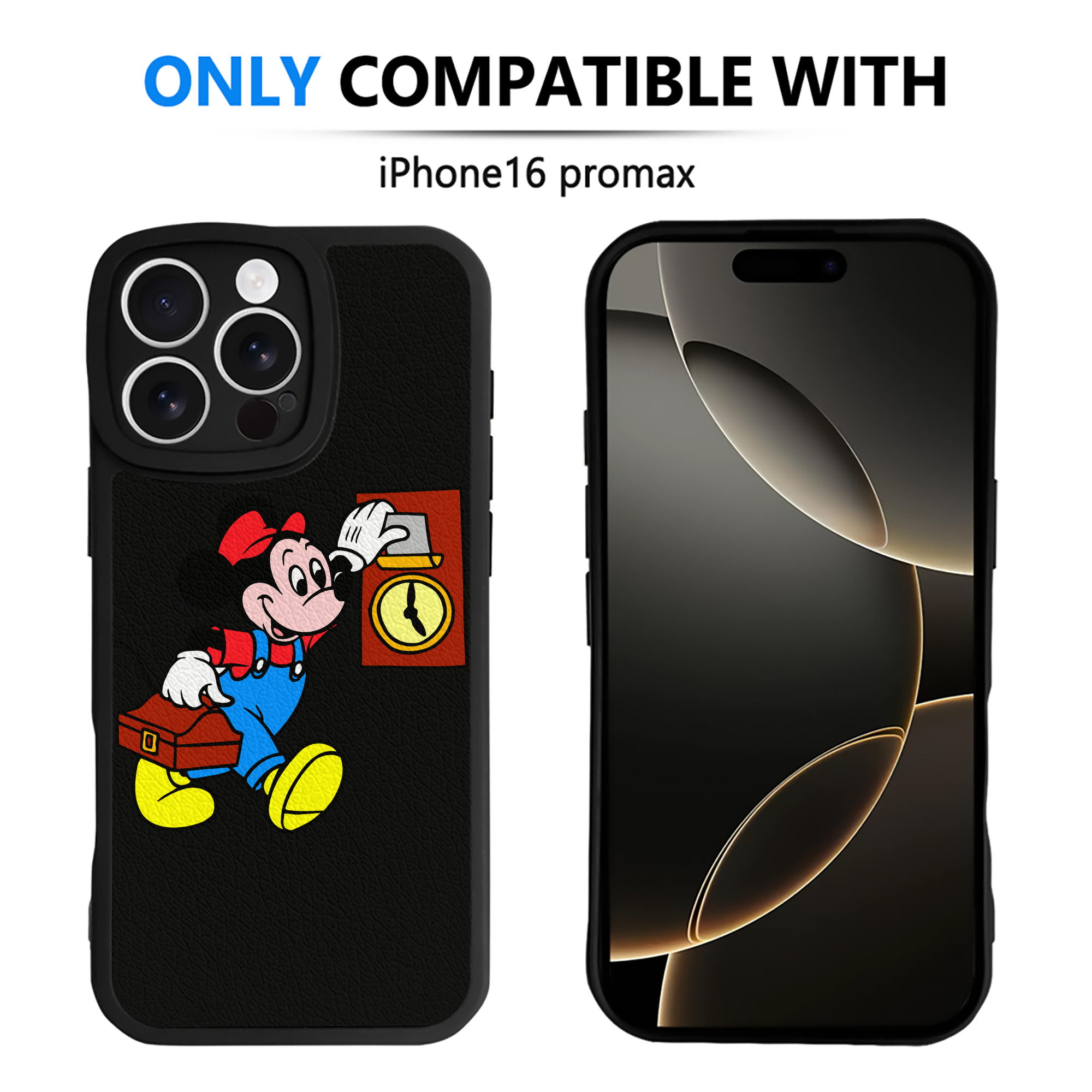 （画像用） ミッキーマウス Mickey Mouse 【iPhone 16シリーズ対応】シリコンスマホケース（レザー調） 材質：シリコン